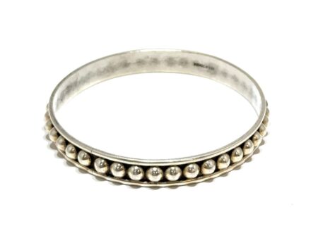 8” Mexico 925 Sterling Silver Half Bead Bangle Bracelet 21.4g