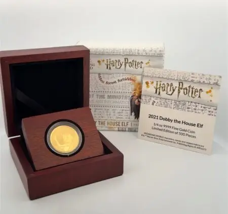 2021 Dobby the House Elf 1/4oz .9999 Fine Gold Coin Limited Edition w/ Box & COA