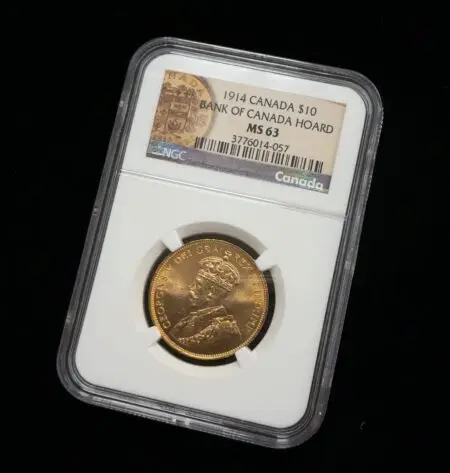 1914 Canada $10 Bank of Canada Hoard NGC MS63 Gold Coin 90% Pure