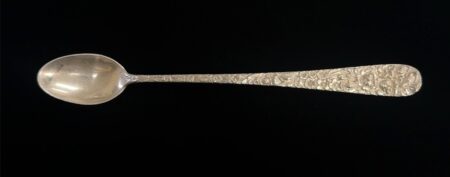 Stieff Rose Repousse 7.5” 925 Sterling Silver Iced Tea Spoon 39.1g Each 8 Avail.