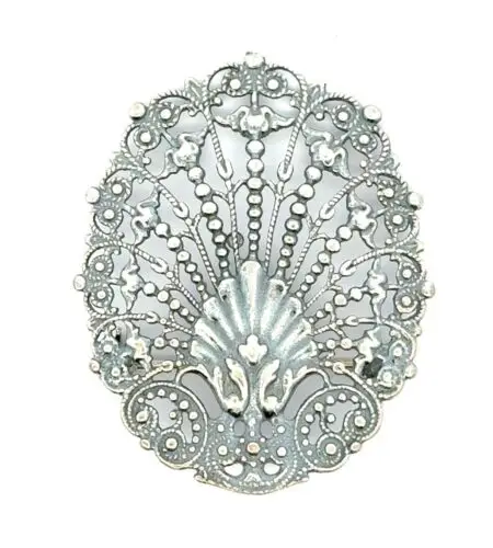 .925 Sterling Silver Art Noveau Reproduction Brooch, 4.7g