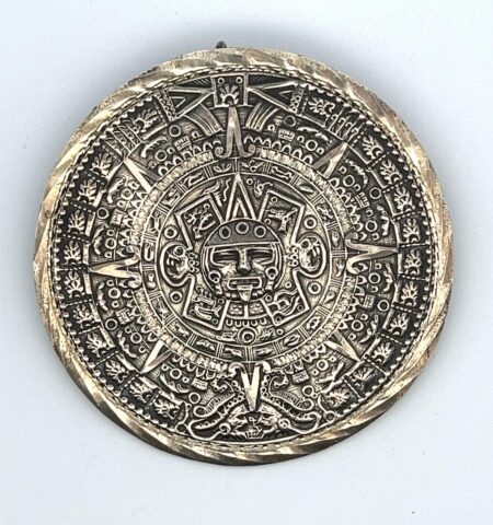 Sterling Silver Large Aztec Calendar Brooch/ Pendant Made in Mexico 15.6 Grams