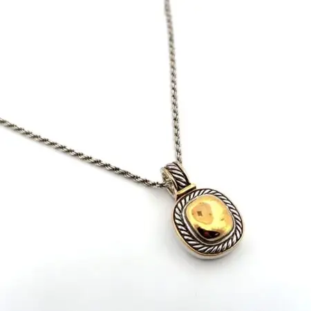 18” Two-Tone 925 Sterling Silver Pendant Rope Cahin Necklace 16.7g