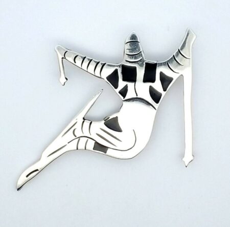 Sterling Silver & Onyx Snow Skier Brooch/Pin  Marked TO-53 Mexico 17.4 Grams