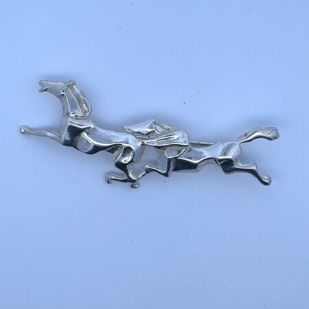 Sterling Silver Running Stallions Metal Pin 8.6 Grams