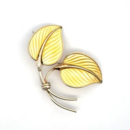 Vintage .925 Sterling Silver Enamel Double Leaf Brooch/Pin; Norway, 10.3g