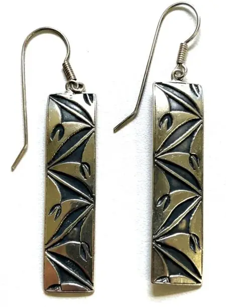 W.Smolak Sterling Silver Stamped Bar Dangle Earrings 9.8 Grams