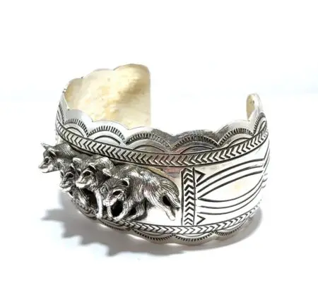 7” x 38mm Navajo Carson Blackcoat Wolfpack Cuff Bracelet 59.2g