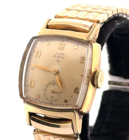 Vintage 26mm Elgin De Luxe 10k Gold Filled Automatic Men’s Wristwatch - Working
