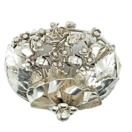 Large Vintage Signed Hobe Sterling Silver Floral Pin / Brooch