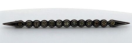 Vintage Sterling Silver, Marked Diamond Bar Pin/Brooch w/ 13 Rhinestones 3.9 Gr
