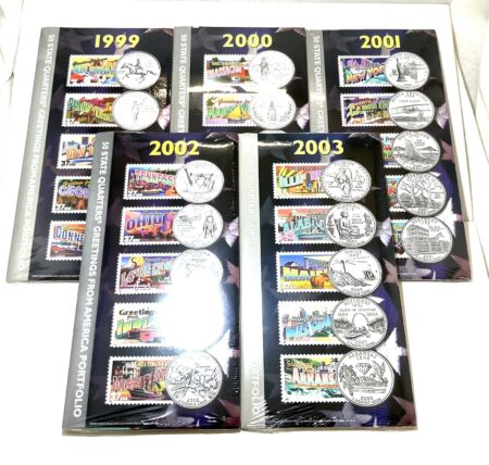 (Lot of 5) Sealed 1999-2003 50 State Quarters Greetings From America Portfolio