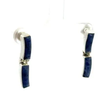 .950 Silver & Sodalite Dangle Earrings, 3.9g, Mexico