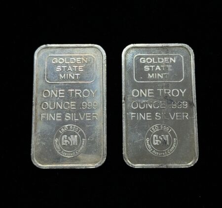 Lot of (2) - Golden State Mint 1oz .999 Fine Silver Bars
