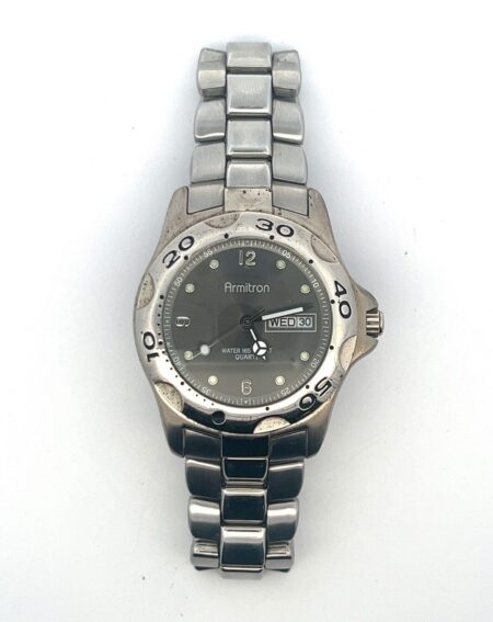 Armitron 37mm Men’s Quartz Watch 20/1429 Rotating Bezel Day/Date Indicator