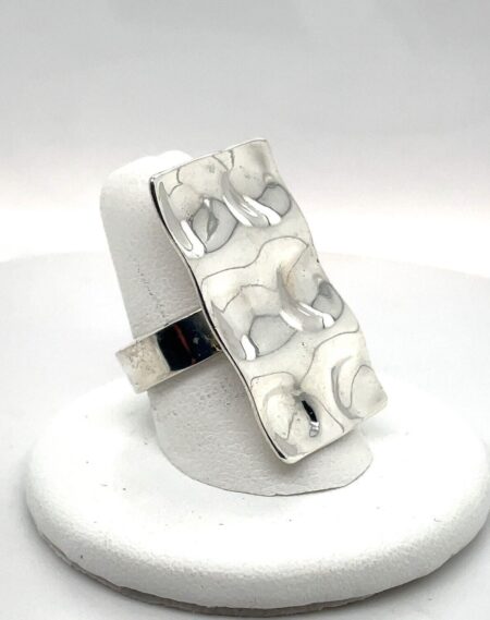 925 Hammered Sterling Silver Split Shank Ring - Size 8