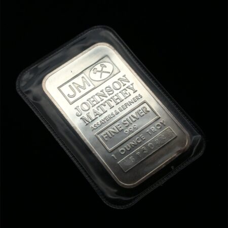 Vintage Johnson Matthey 1 Oz .999 Fine Silver Bar S/N #513044 SEALED