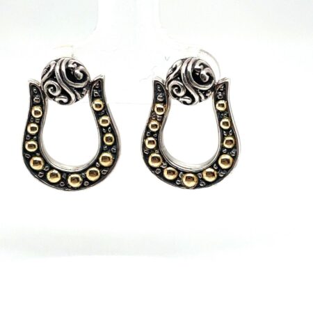 925 Sterling Silver and 18K Gold Bead Earrings by Designer Samuel B.