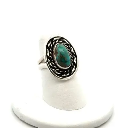 Vintage Native American .925 Sterling Silver Turquoise Stone Ring Size-6, 7.1g