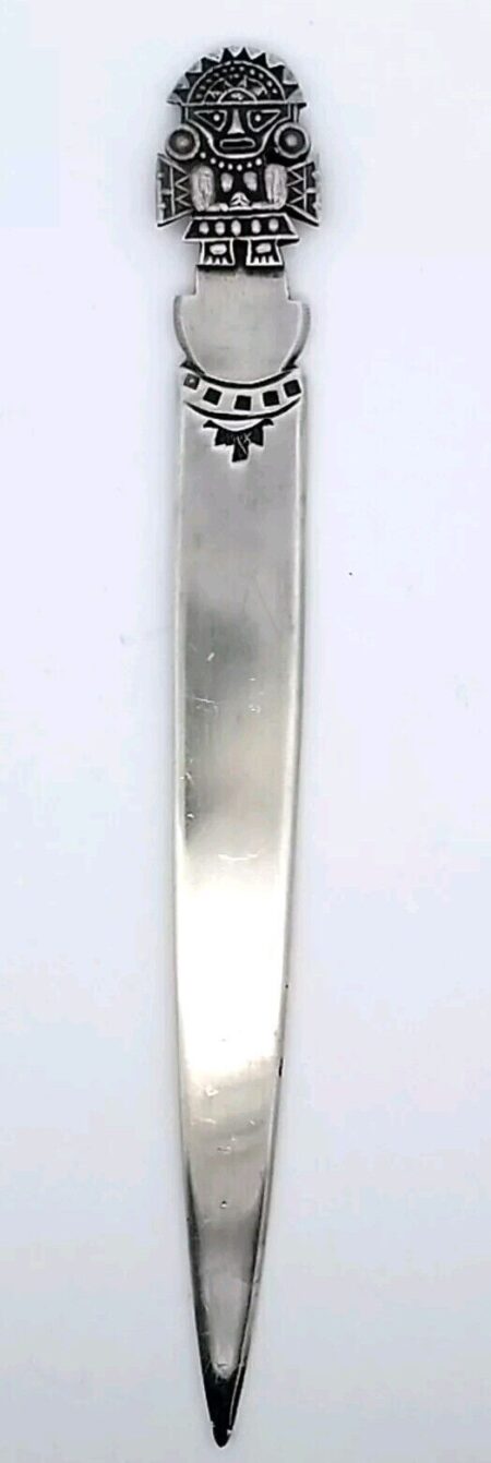Vintage 925 Sterling Silver 5.75" Mayan Letter Opener Made In Peru