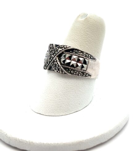 Vintage .925 Sterling Silver Marcasite Ring Size-7.5, 5.8g