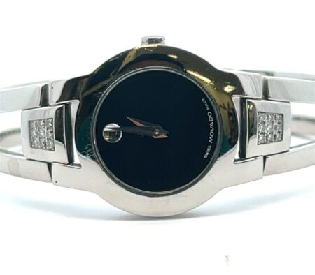 Movado Amorosa Stainless Diamonds Ladies Bangle 24mm Quartz Watch 84 E4 1842
