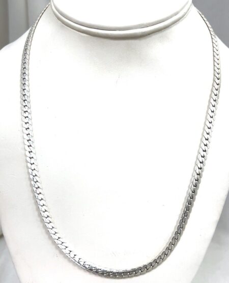 925 Sterling Silver 5mm Wide Embossed Herringbone 20” Chain Necklace 20.7 Grams