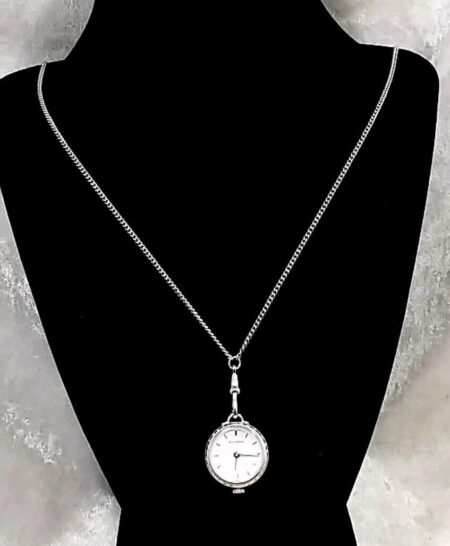 Bucherer Vintage Silver 17 Jewels Skeleton Bubble Watch with Chain