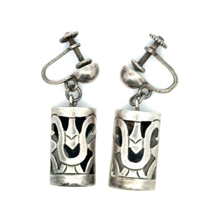 Vintage .980 Silver Margarita Plateria Taxco Screw Back Earrings, Mexico, 8.3g