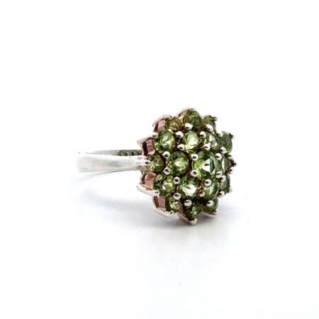 Size - 9.5 .925 Sterling Silver Peridot Statement Ring, 7.3g