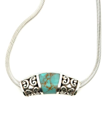 18”x2.3mm .925 Sterling Silver Reversible Turquoise Slide Necklace, 23.7g