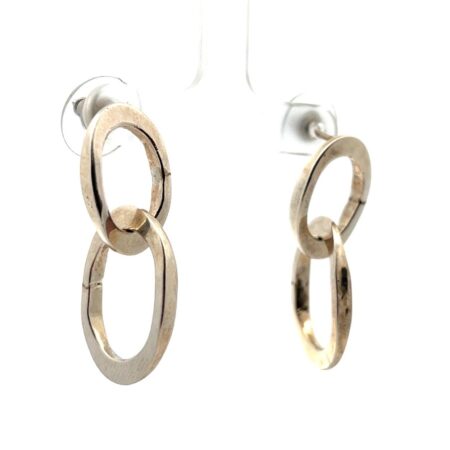 .925 Sterling Silver Linked Ring Dangle Earrings 9.9g
