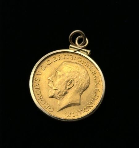 1915 Britain 1 Sovereign .9167 Pure Gold Coin 14k Gold Coin Bezel Pendant 9.22g