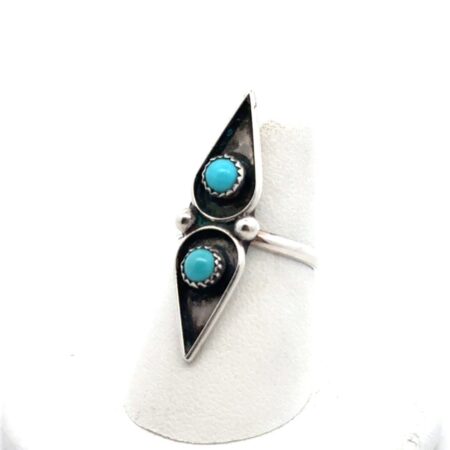 Vtg. Zuni .925 Sterling Silver Sleeping Beauty Turquoise Ring, Size-5.75, 2.5g