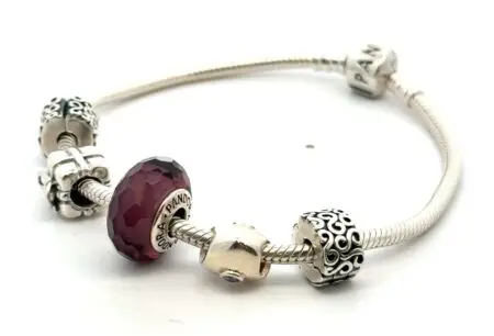 Pandora .925 Sterling Silver 5 Charm, “ALE” Stamped, 7.8” 31.6g
